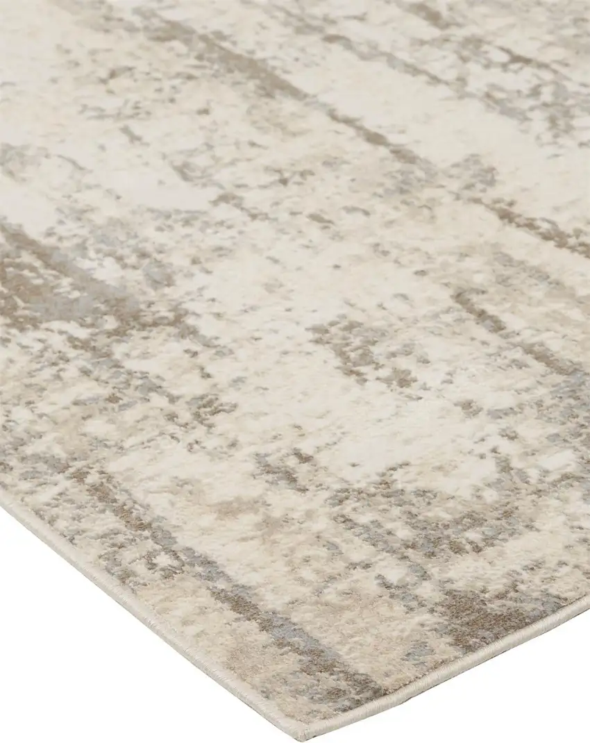 Ivory And Brown Abstract Area Rug Photo 6