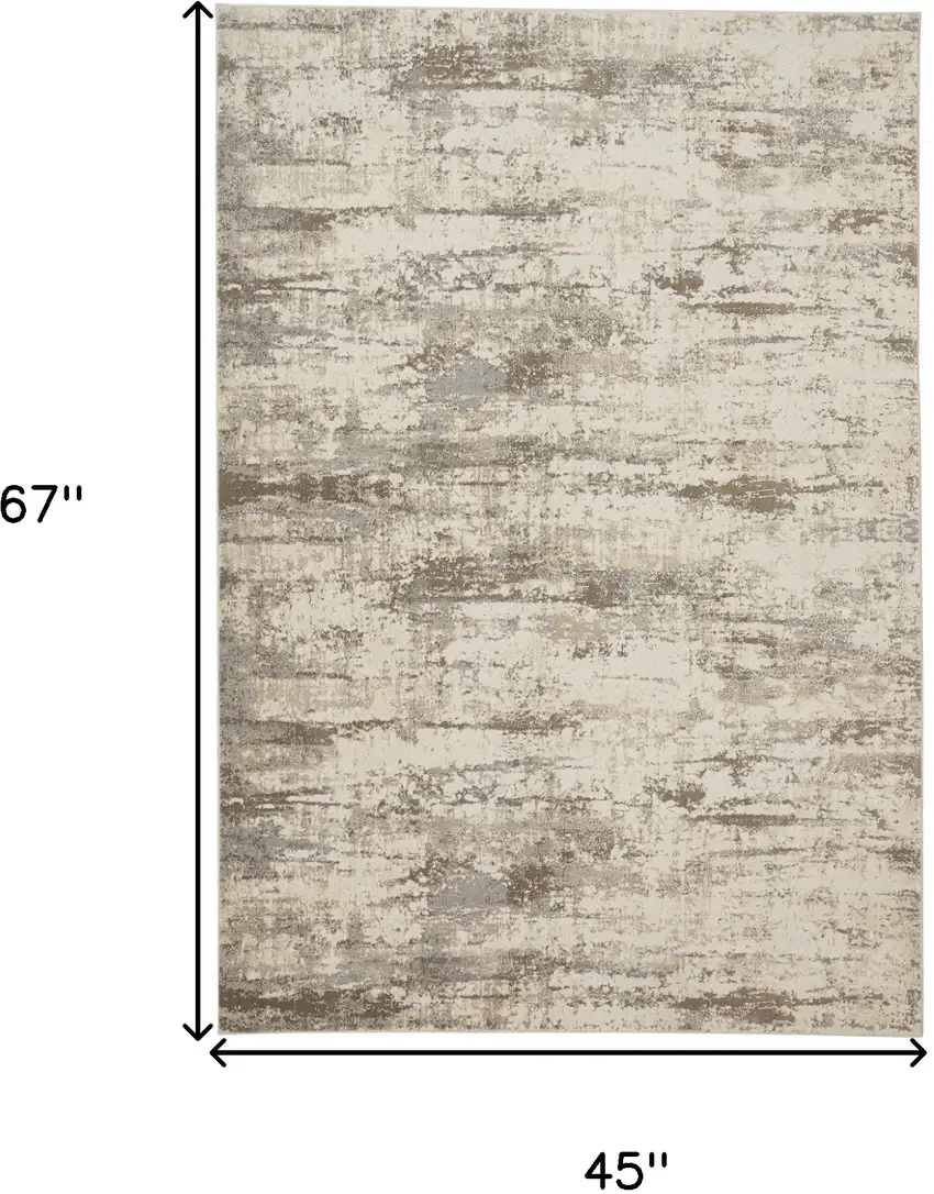 Ivory And Brown Abstract Area Rug Photo 9