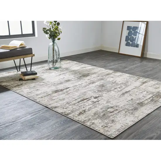 Ivory And Brown Abstract Area Rug Photo 4