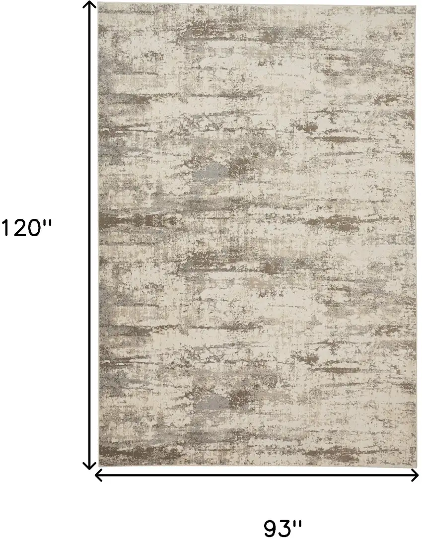 Ivory And Brown Abstract Area Rug Photo 9