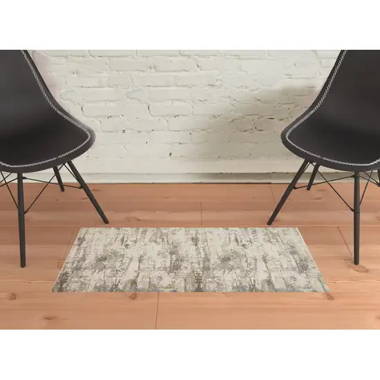 Ivory And Brown Abstract Area Rug Photo 2
