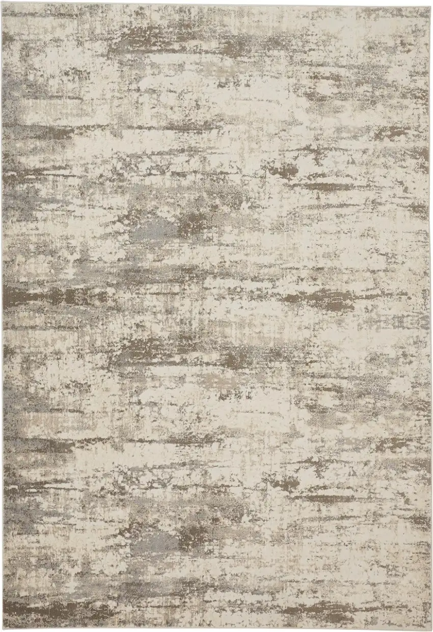 Ivory And Brown Abstract Area Rug Photo 1