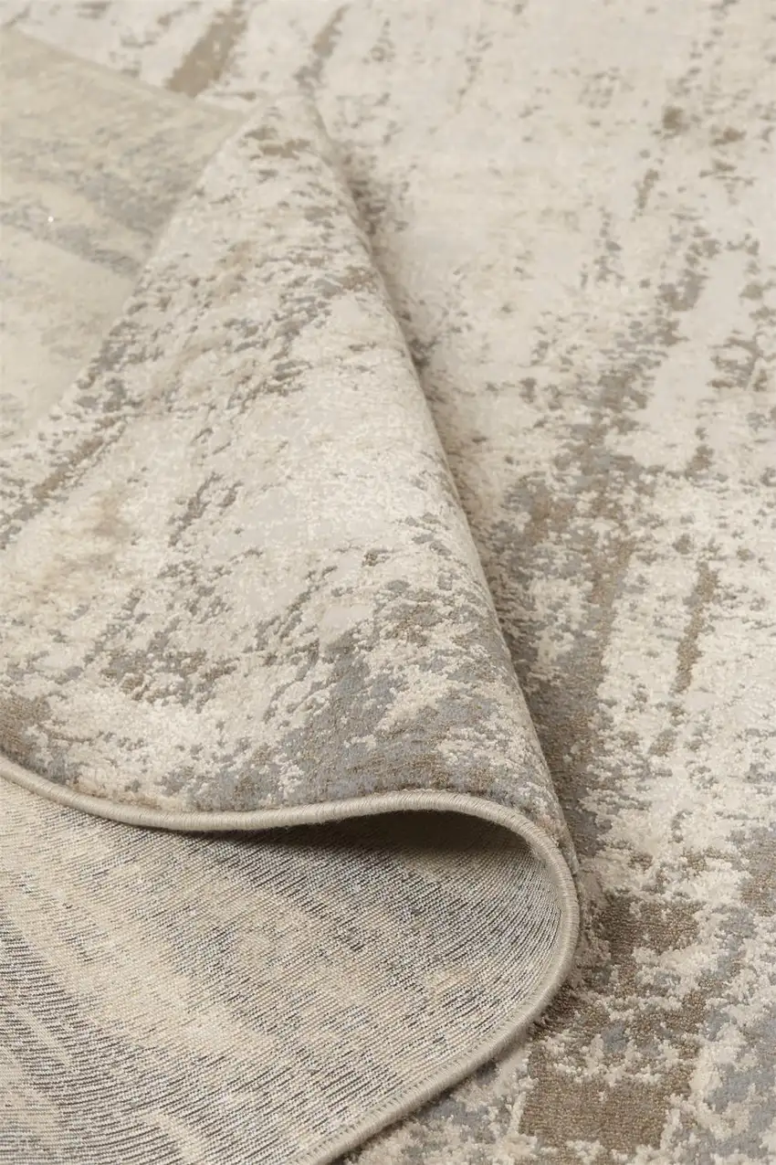 Ivory And Brown Abstract Area Rug Photo 9