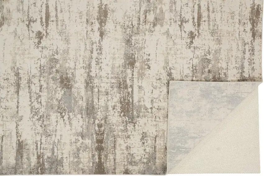 Ivory And Brown Abstract Area Rug Photo 3