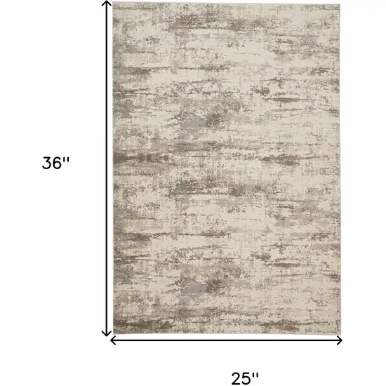 Ivory And Brown Abstract Area Rug Photo 6
