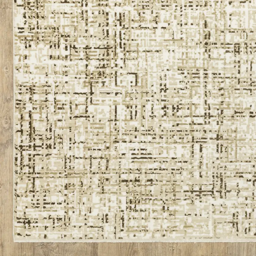 Ivory And Brown Abstract Area Rug Photo 7
