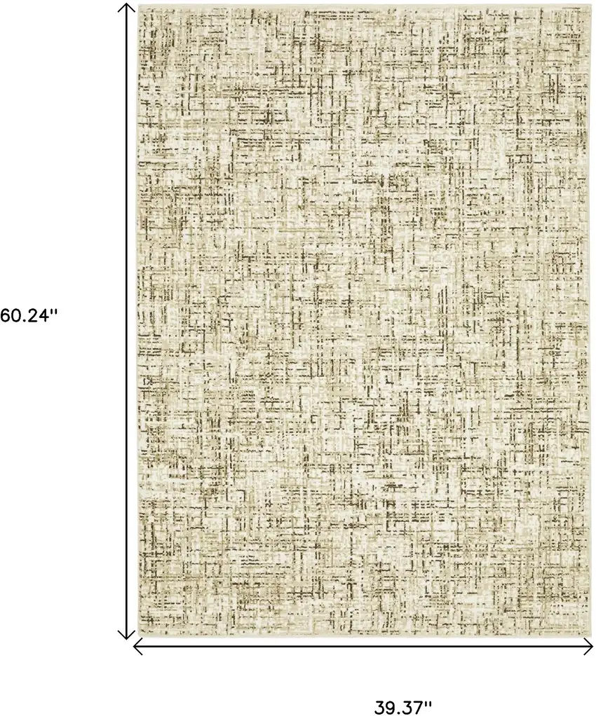 Ivory And Brown Abstract Area Rug Photo 3