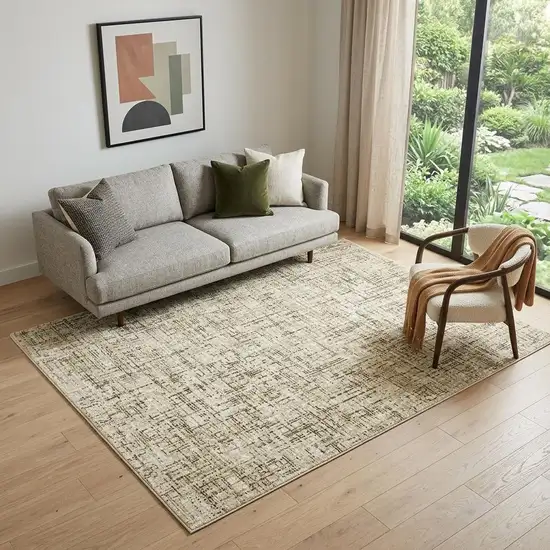 Ivory And Brown Abstract Area Rug Photo 1