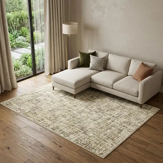 Ivory And Brown Abstract Area Rug Photo 1
