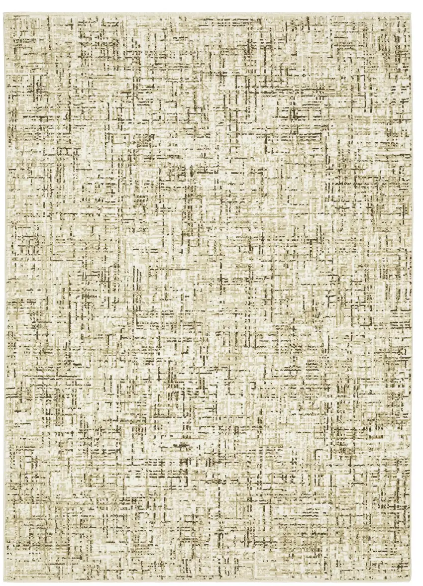 Ivory And Brown Abstract Area Rug Photo 4