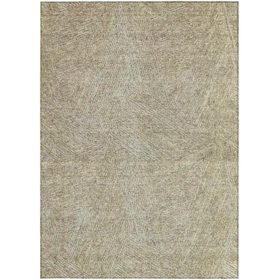 Ivory And Brown Abstract Washable Indoor Outdoor Area Rug Photo 6