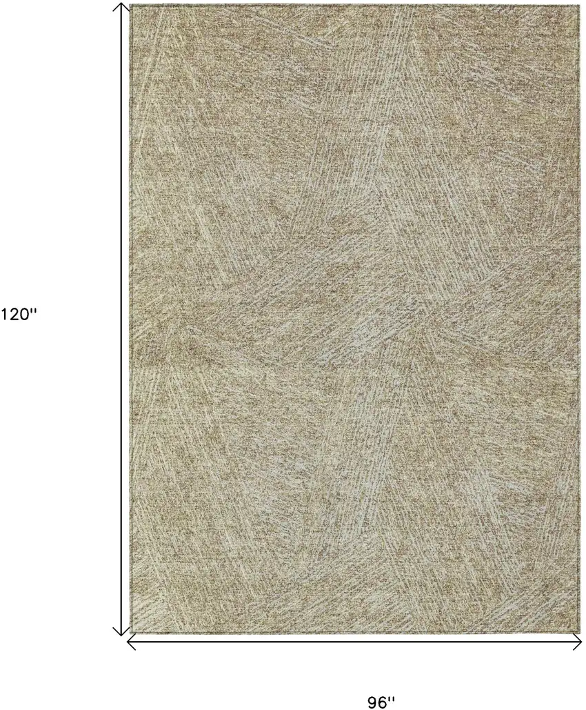 Ivory And Brown Abstract Washable Indoor Outdoor Area Rug Photo 3