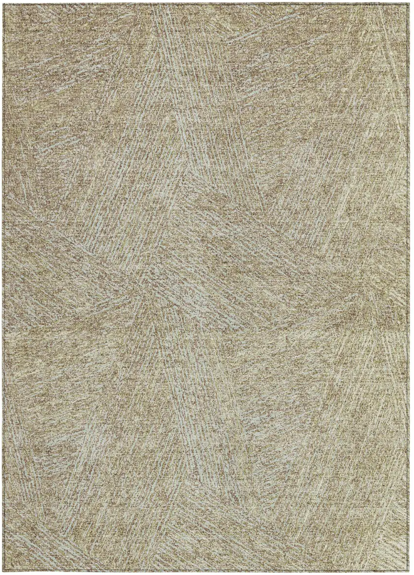Ivory And Brown Abstract Washable Indoor Outdoor Area Rug Photo 5