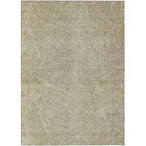 Photo of Ivory And Brown Abstract Washable Indoor Outdoor Area Rug