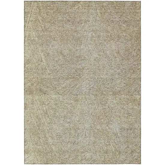Ivory And Brown Abstract Washable Indoor Outdoor Area Rug Photo 2