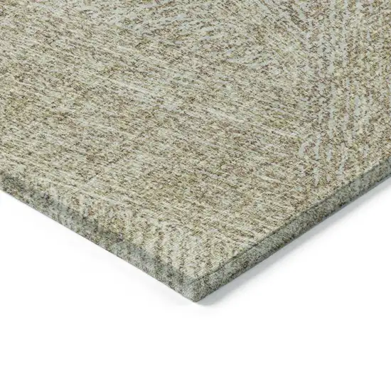 Ivory And Brown Abstract Washable Indoor Outdoor Area Rug Photo 4