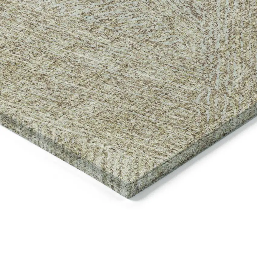 Ivory And Brown Abstract Washable Indoor Outdoor Area Rug Photo 4