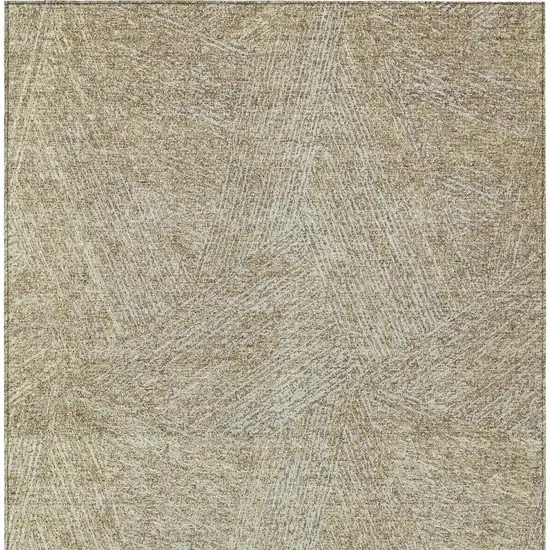 Ivory And Brown Abstract Washable Indoor Outdoor Area Rug Photo 6