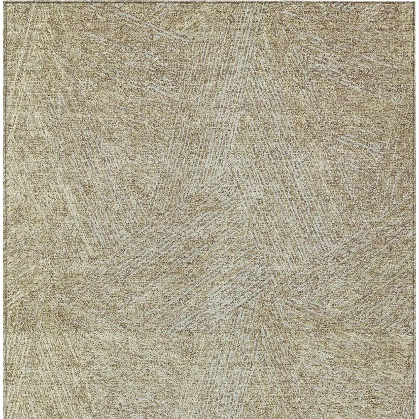 Ivory And Brown Abstract Washable Indoor Outdoor Area Rug Photo 6