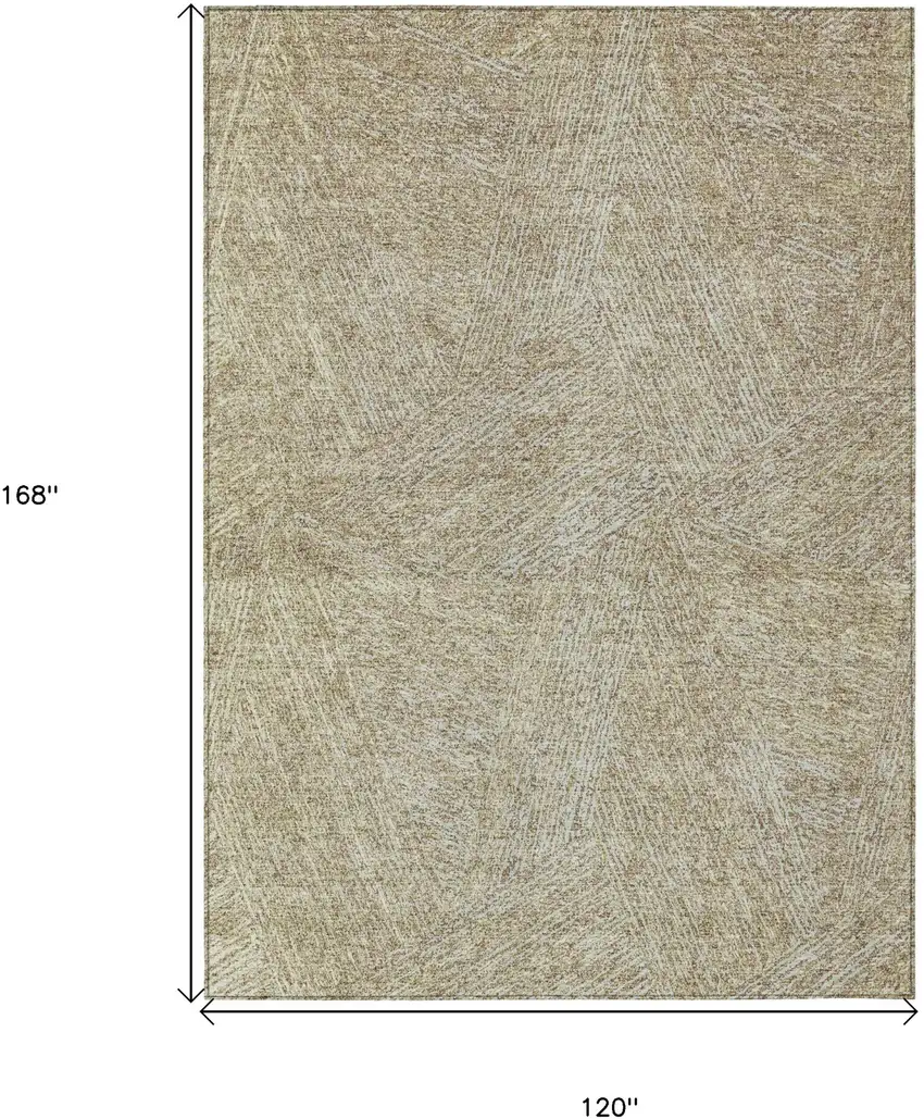 Ivory And Brown Abstract Washable Indoor Outdoor Area Rug Photo 3
