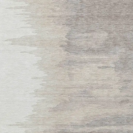 Ivory And Brown Abstract Washable Indoor Outdoor Area Rug Photo 5