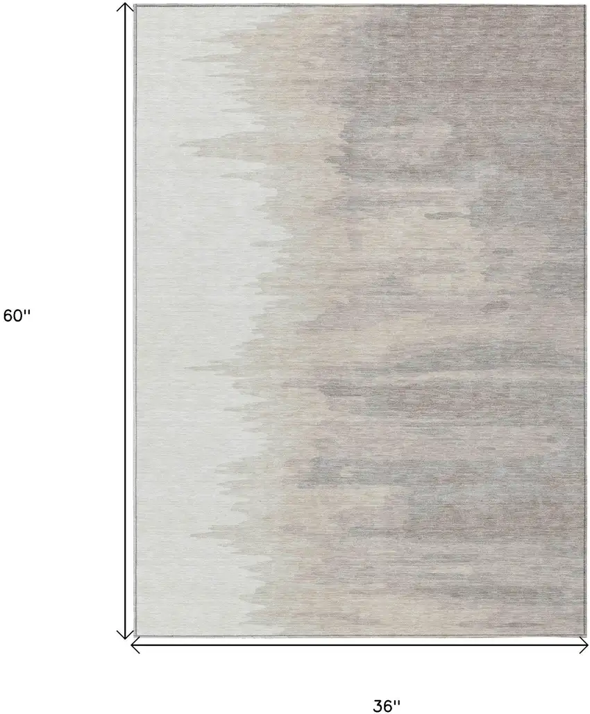 Ivory And Brown Abstract Washable Indoor Outdoor Area Rug Photo 7