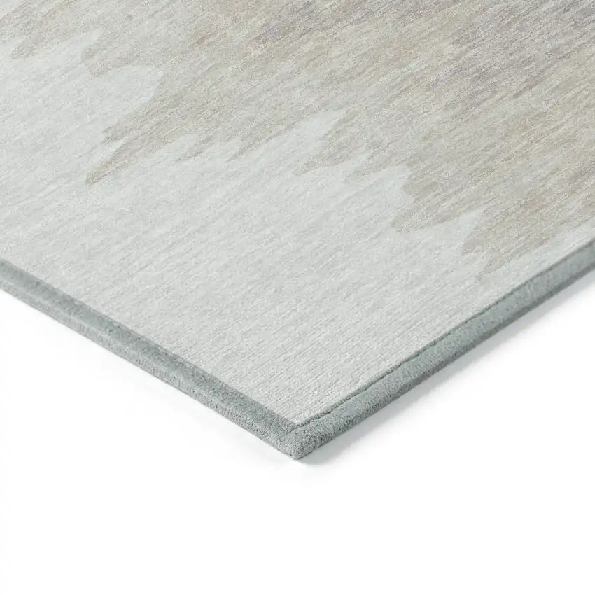 Ivory And Brown Abstract Washable Indoor Outdoor Area Rug Photo 4