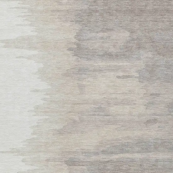Ivory And Brown Abstract Washable Indoor Outdoor Area Rug Photo 5