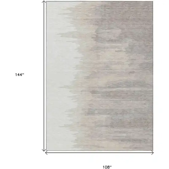 Ivory And Brown Abstract Washable Indoor Outdoor Area Rug Photo 7