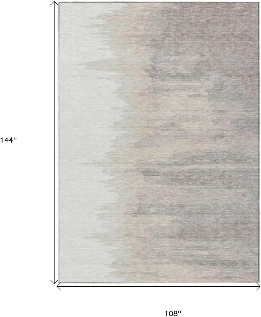 Ivory And Brown Abstract Washable Indoor Outdoor Area Rug Photo 7