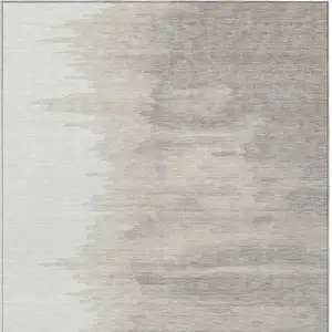 Photo of Ivory And Brown Abstract Washable Indoor Outdoor Area Rug
