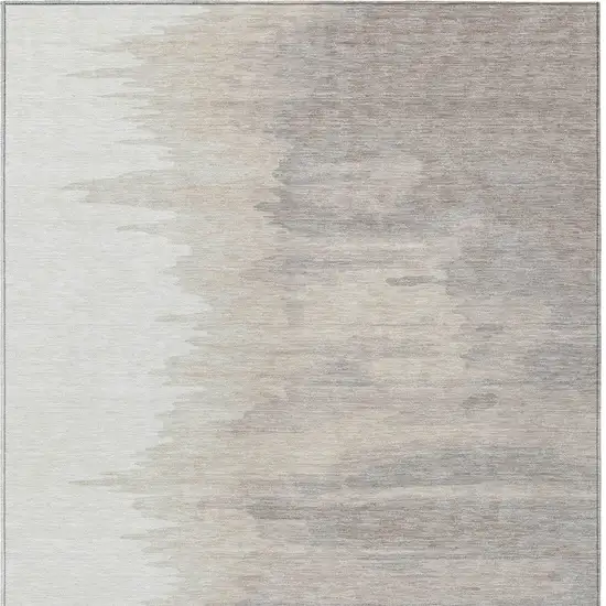 Ivory And Brown Abstract Washable Indoor Outdoor Area Rug Photo 6