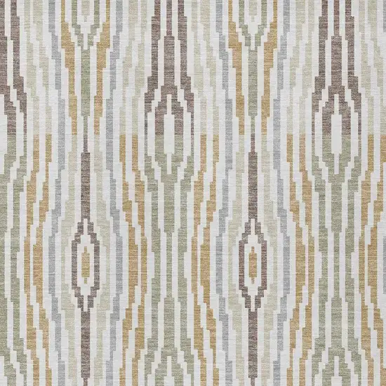 Ivory And Brown Abstract Washable Indoor Outdoor Area Rug Photo 3