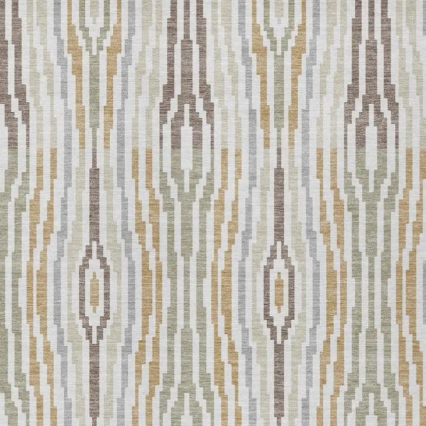 Ivory And Brown Abstract Washable Indoor Outdoor Area Rug Photo 3