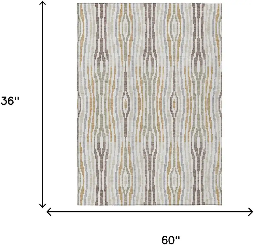 Ivory And Brown Abstract Washable Indoor Outdoor Area Rug Photo 9
