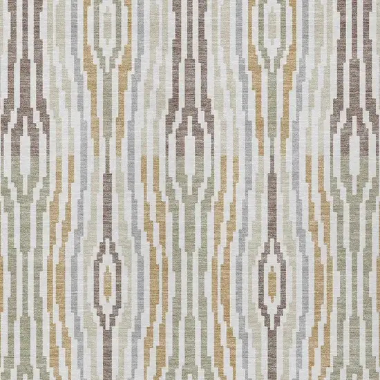 Ivory And Brown Abstract Washable Indoor Outdoor Area Rug Photo 5