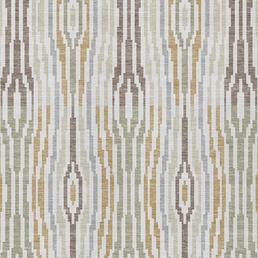 Ivory And Brown Abstract Washable Indoor Outdoor Area Rug Photo 5