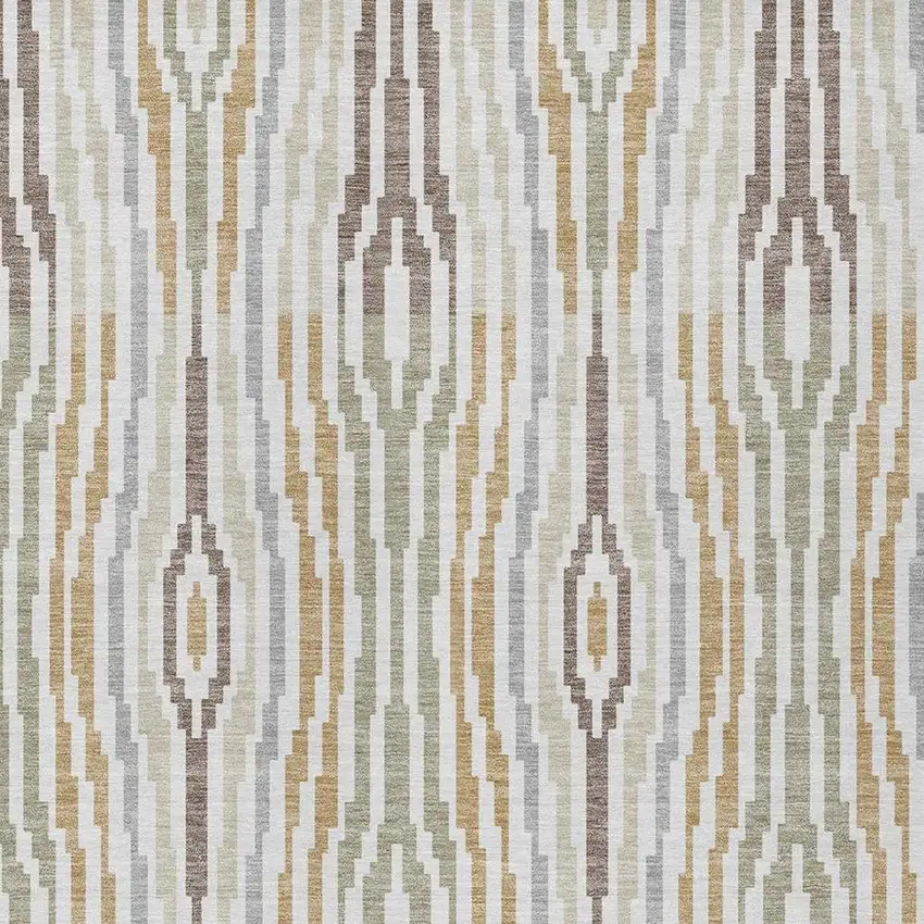 Ivory And Brown Abstract Washable Indoor Outdoor Area Rug Photo 3