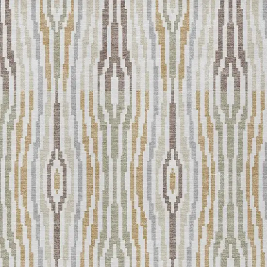 Ivory And Brown Abstract Washable Indoor Outdoor Area Rug Photo 3