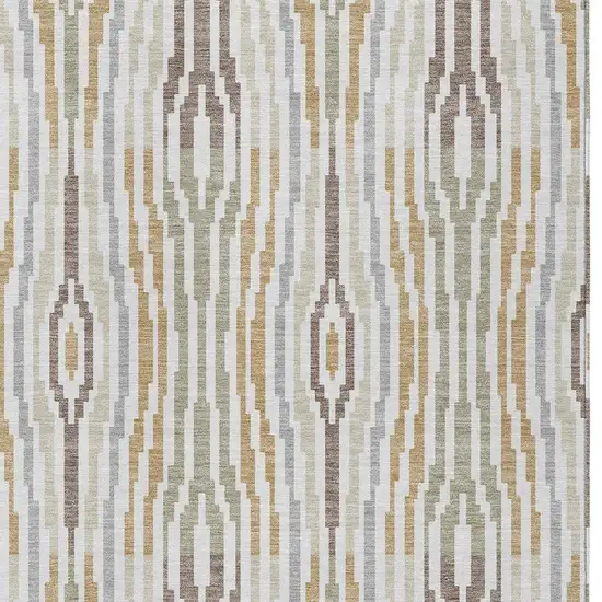 Ivory And Brown Abstract Washable Indoor Outdoor Area Rug Photo 5