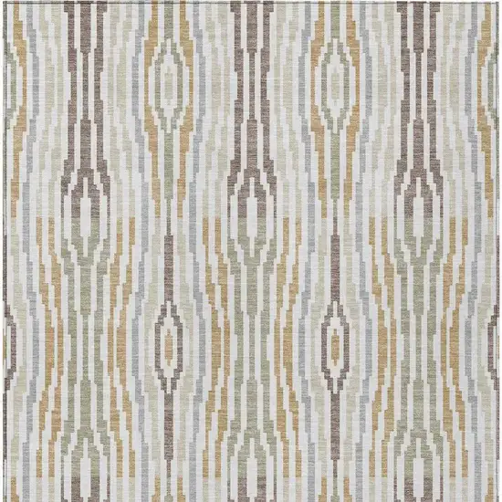 Ivory And Brown Abstract Washable Indoor Outdoor Area Rug Photo 4