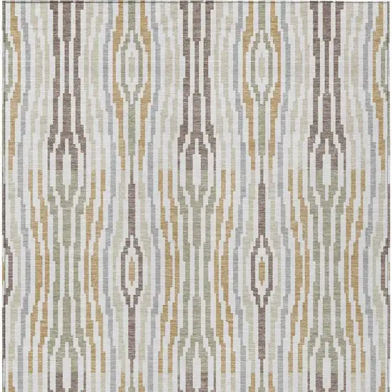 Ivory And Brown Abstract Washable Indoor Outdoor Area Rug Photo 6