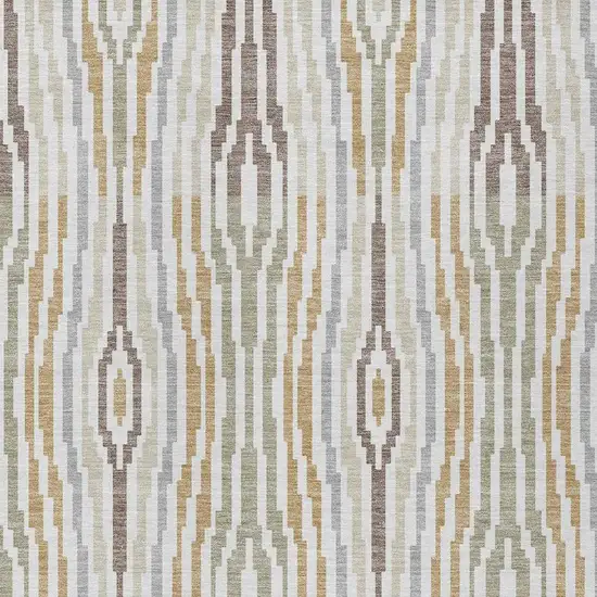 Ivory And Brown Abstract Washable Indoor Outdoor Area Rug Photo 3