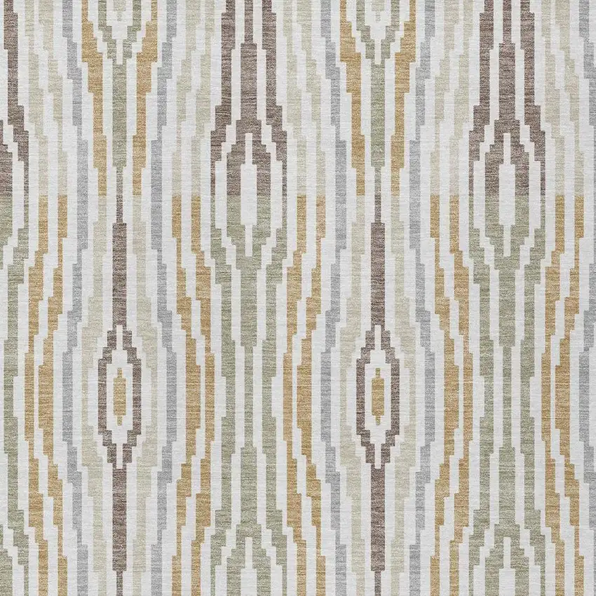 Ivory And Brown Abstract Washable Indoor Outdoor Area Rug Photo 3