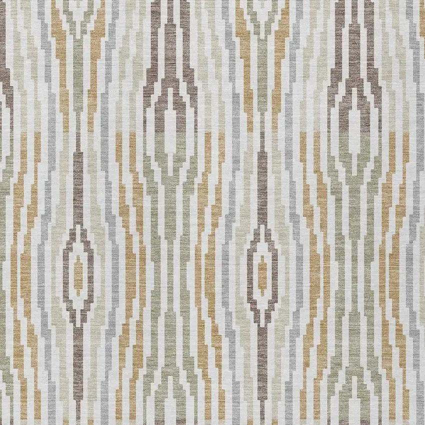 Ivory And Brown Abstract Washable Indoor Outdoor Area Rug Photo 5