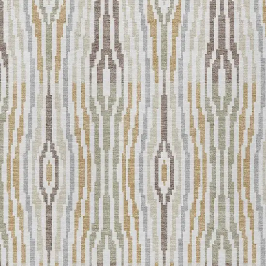 Ivory And Brown Abstract Washable Indoor Outdoor Area Rug Photo 5