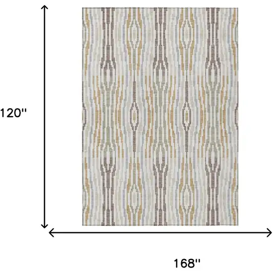 Ivory And Brown Abstract Washable Indoor Outdoor Area Rug Photo 9