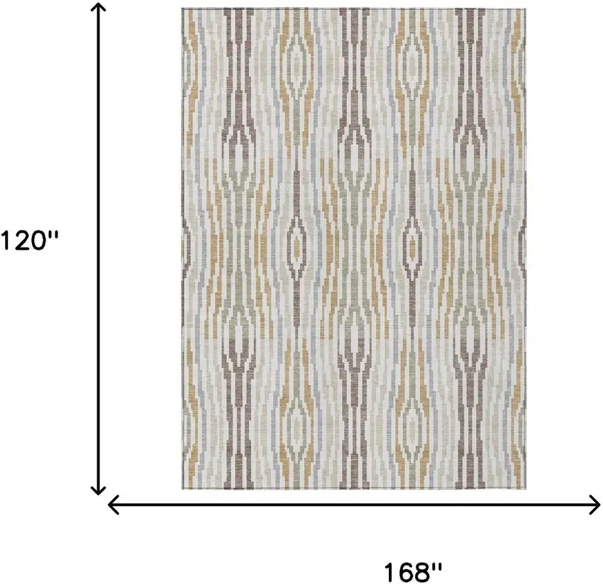 Ivory And Brown Abstract Washable Indoor Outdoor Area Rug Photo 9