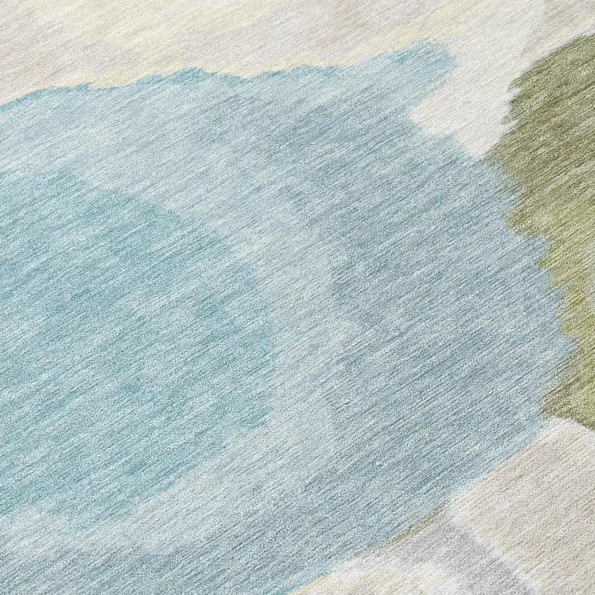 Ivory And Brown Abstract Washable Indoor Outdoor Area Rug Photo 6