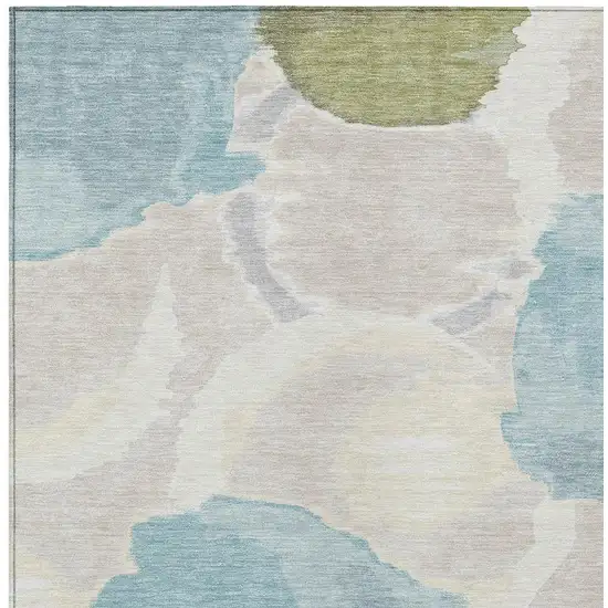 Ivory And Brown Abstract Washable Indoor Outdoor Area Rug Photo 3
